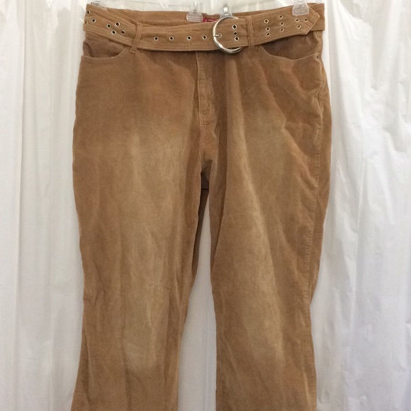 Lazerjeans Size 22 Tan Corduroy with matching belt - Picture 1 of 5
